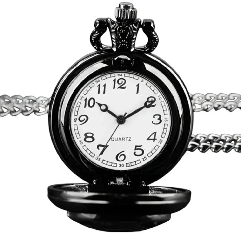 Steampunk Pocket Watch Motorcycle RT 66 Biker Chain Quartz Analog Gift NWT Black